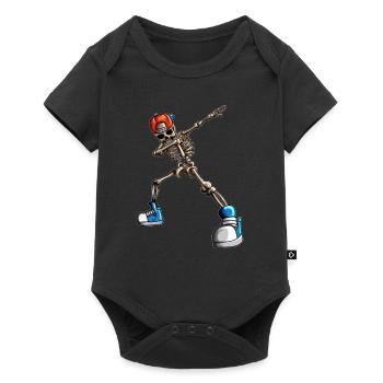 Skeleton with Cap Hat Baseball Hat Funny Halloween - Baby Premium short-sleeve bodysuit - black - Front