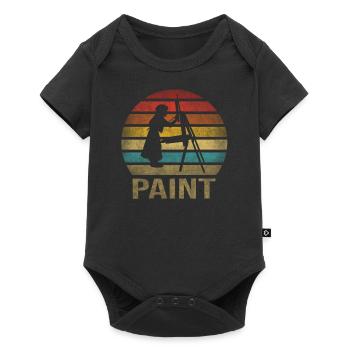 Peinture Petite Fille à l’intérieur Arts Rétro Coucher de Soleil - Body à manches courtes Premium Bébé - noir - Devant