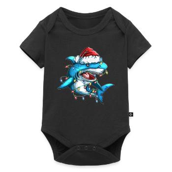 Christmas Tree Shark Christmas Cap Light Decoration - Baby Premium short-sleeve bodysuit - black - Front
