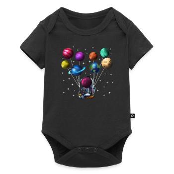 Solar system astronaut with planets as balloons - Baby Premium short-sleeve bodysuit - black - Front