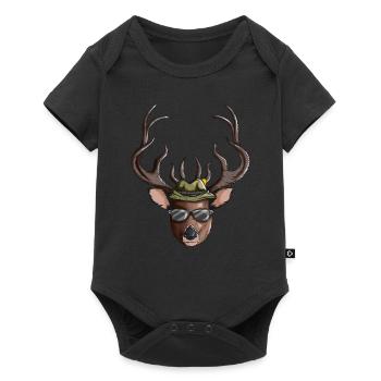Hunter Motif Deer Red Deer Antlers Treibjagt Fan - Baby Premium short-sleeve bodysuit - black - Front