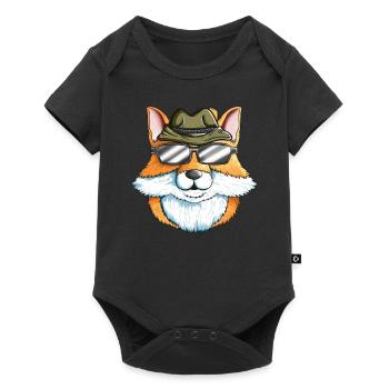 Fox Hunter Motif Treibjagt Füchse mit Jägerhut - Body à manches courtes Premium Bébé - noir - Devant
