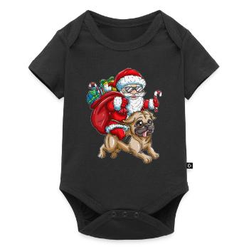 Pug Santa Claus with gifts Christmas - Baby Premium short-sleeve bodysuit - black - Front