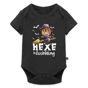 Hexen Ausbildung kleine Hexe Hexenbesen Fledermaus - Baby Premium Kurzarmbody - Schwarz - Vorne