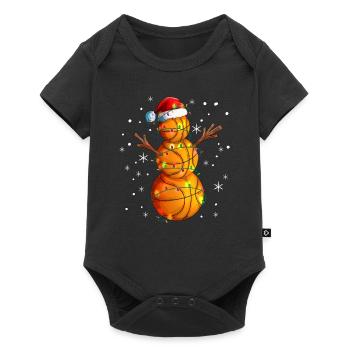 Schneemann Basketball X-Mas Basketballer Geschenk - Baby Premium Kurzarmbody - Schwarz - Vorne