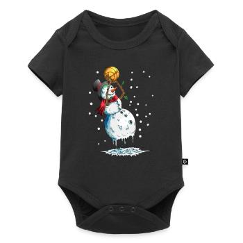 Schneemann Basketballsport Basketball im Schnee - Baby Premium Kurzarmbody - Schwarz - Vorne