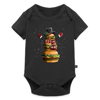 Christmas Snowman building from hamburgers - Baby Premium short-sleeve bodysuit - black - Front