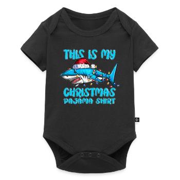 Cadeau de Noël Requin Chapeau de Noël Costume - Body à manches courtes Premium Bébé - noir - Devant