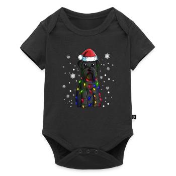 Schnauzer giant schnauzer with Christmas hat - Baby Premium short-sleeve bodysuit - black - Front