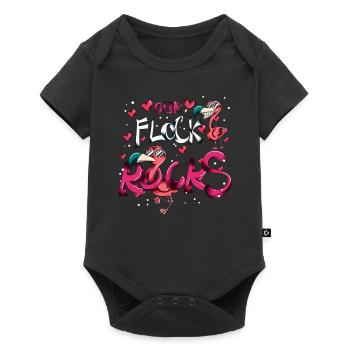 Pink Flamingo Costume Bird Our Flock Rocks - Baby Premium short-sleeve bodysuit - black - Front