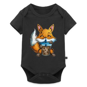 Fox Baby Fox Mama Forest Animal Bubble Tea Foxes - Baby Premium short-sleeve bodysuit - black - Front