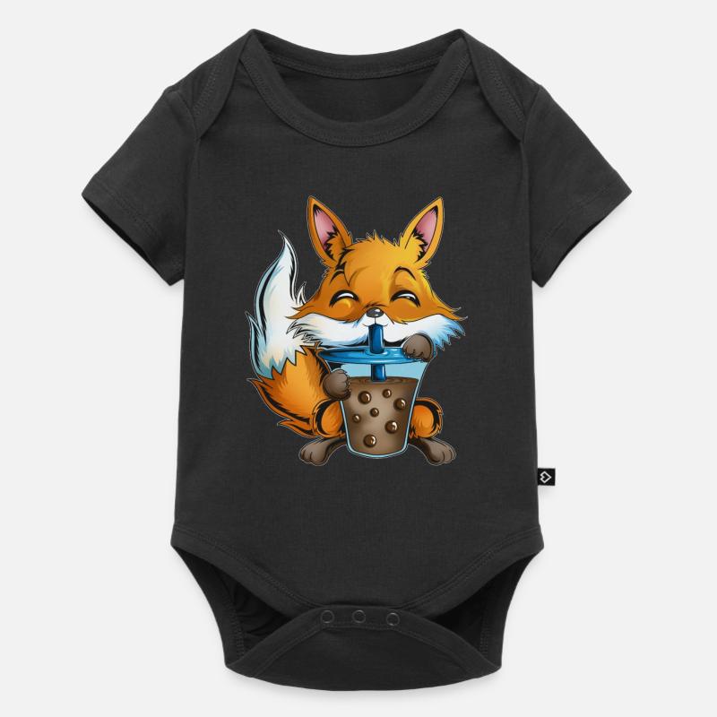 Renard Bébé Renard Mama Forest Animal Bubble Tea Renards - Body à manches courtes Premium Bébé - noir