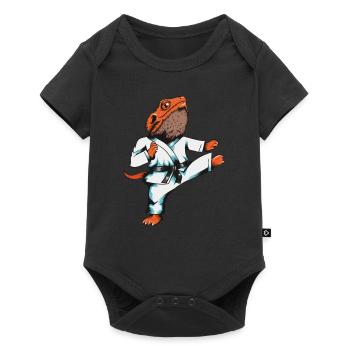 Karate lizard sport bearded dragon with black belt - Baby Premium short-sleeve bodysuit - black - Front
