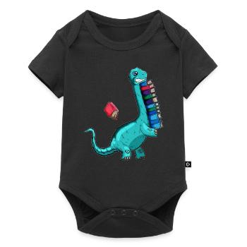 short arms bookworm read book dino books - Baby Premium short-sleeve bodysuit - black - Front