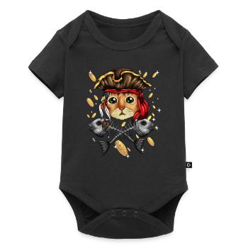Pirate Cat Pirate Costume Cat Skeleton Fish - Baby Premium short-sleeve bodysuit - black - Front