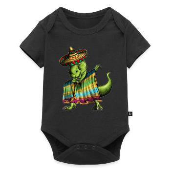 T-Rex Dino Ponscho Sombrero Mexico Dabbing Outfit - Baby Premium short-sleeve bodysuit - black - Front