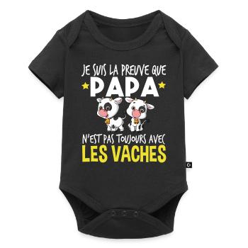 Vache Papa Bébé Nourrisson Naissance Cadeau - Body à manches courtes Premium Bébé - noir - Devant