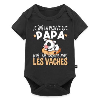 Vache Papa Bébé Nourrisson Naissance Cadeau - Body à manches courtes Premium Bébé - noir - Devant