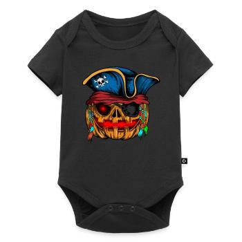 Pirate Pumpkin Glowing Skeleton Halloween - Baby Premium short-sleeve bodysuit - black - Front