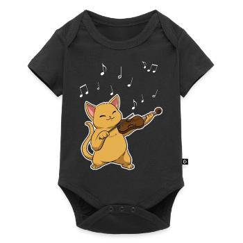 Cat plays violin violinist - Baby Premium short-sleeve bodysuit - black - Front
