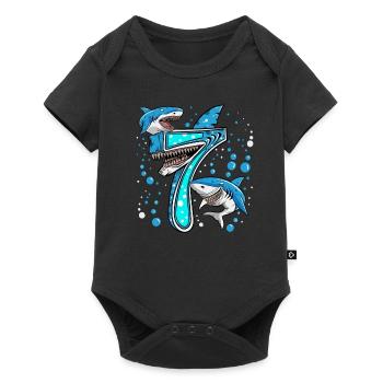 Grand Requin Blanc 7 Anniversaire Requin Anniversaire Fille - Body à manches courtes Premium Bébé - noir - Devant