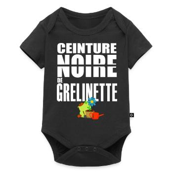 Jardin ceinture noire grelinette humour jardinier - Body à manches courtes Premium Bébé - noir - Devant