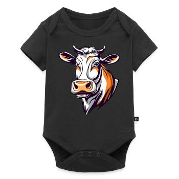 Vache mignonne - Body à manches courtes Premium Bébé - noir - Devant