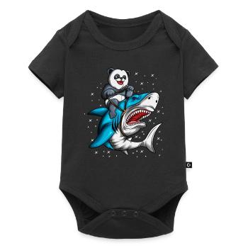 Leçon d’équitation Shark Panda Bear Équitation Requin - Body à manches courtes Premium Bébé - noir - Devant