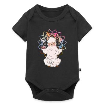 A llama in zoo alpaca design does yoga namaste - Baby Premium short-sleeve bodysuit - black - Front