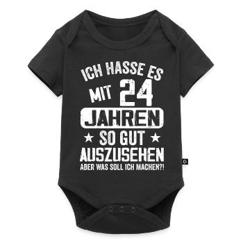 24 Jahre Jung - Vintage Geburtstagsspruch - Baby Premium Kurzarmbody - Schwarz - Vorne