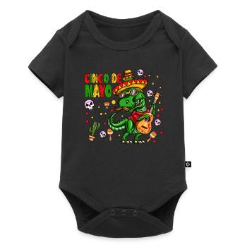 Guitar Dinosaur Mexican Outfit Cinco de Mayo - Baby Premium short-sleeve bodysuit - black - Front
