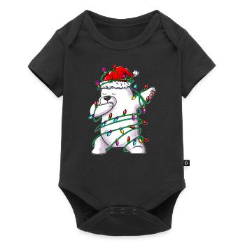 Ours polaire en guirlandes lumineuses Dansant Dab Costume de Noël - Body à manches courtes Premium Bébé - noir - Devant
