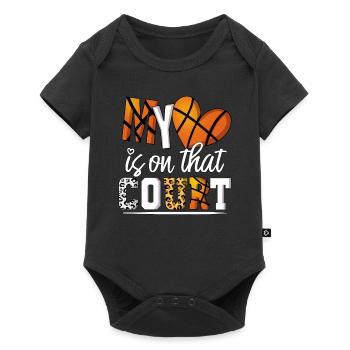 Mein Herz ist auf dem Spielfeld Basketball Spieler - Baby Premium Kurzarmbody - Schwarz - Vorne