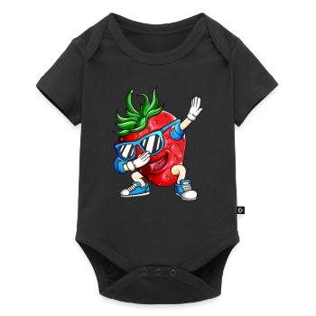 Erdbeere macht Dabbing Erdbeereis Tanz Shirt - Baby Premium Kurzarmbody - Schwarz - Vorne