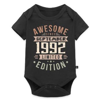 1992 Septembre Anniversaire Né en septembre 1992 - Body à manches courtes Premium Bébé - noir - Devant