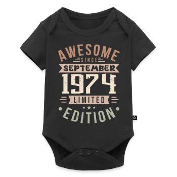 1974 Septembre Anniversaire Né en septembre 1974 - Body à manches courtes Premium Bébé - noir - Devant