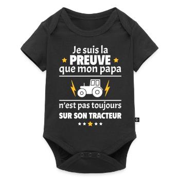 Preuve que mon papa tracteur, papa agriculteur - Body à manches courtes Premium Bébé - noir - Devant