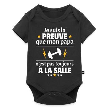 Preuve que mon papa muscu, musculation,papa musclé - Body à manches courtes Premium Bébé - noir - Devant