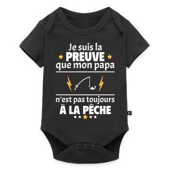 Preuve que mon papa pêche, papa pêcheur, pêche - Body à manches courtes Premium Bébé - noir - Devant