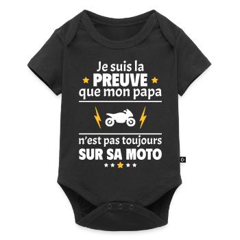 Preuve que mon papa moto, papa motard, moto,motard - Body à manches courtes Premium Bébé - noir - Devant