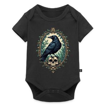 Raven with skull - Baby Premium short-sleeve bodysuit - black - Front