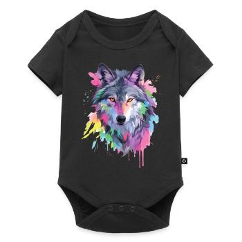 Loup loup tête prédateur forêt Nature sauvage Art - Body à manches courtes Premium Bébé - noir - Devant