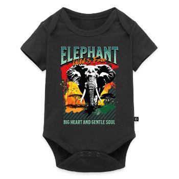 Éléphant Afrique Safari Nature sauvage Aquarelle Art - Body à manches courtes Premium Bébé - noir - Devant