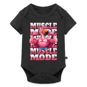 Flamingo Muskeln Fitness Bodybuilding Muscle Mode - Baby Premium Kurzarmbody - Schwarz - Vorne