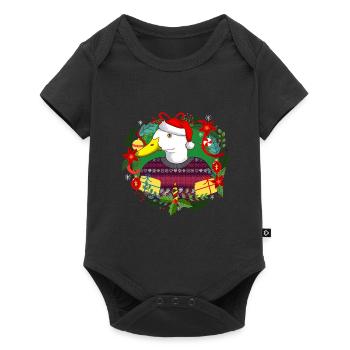 Ugly Christmas Ente in Weihnachtspulli mit Hut - Baby Premium Kurzarmbody - Schwarz - Vorne