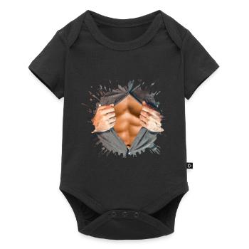 Sixpack Fitness Fun lustig Spaß Sport Jungesellen - Baby Premium Kurzarmbody - Schwarz - Vorne