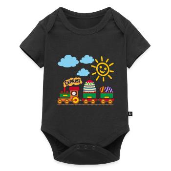 Bébé contrôle le chemin de fer avec des œufs de Pâques et des bonbons - Body à manches courtes Premium Bébé - noir - Devant