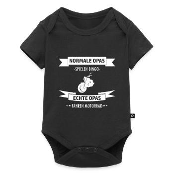 Motorrad Opa Biker Großvater Lustiger Spruch - Baby Premium Kurzarmbody - Schwarz - Vorne