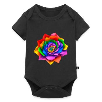 Vivid 3D Rainbow Flower - Baby Premium short-sleeve bodysuit - black - Front