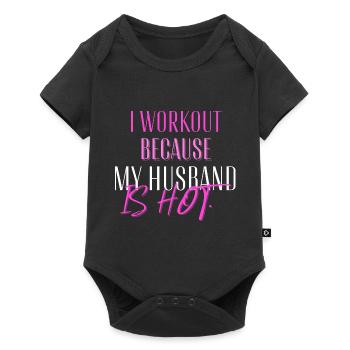 Je m’entraîne parce que mon mari est chaud et drôle fitness - Body à manches courtes Premium Bébé - noir - Devant